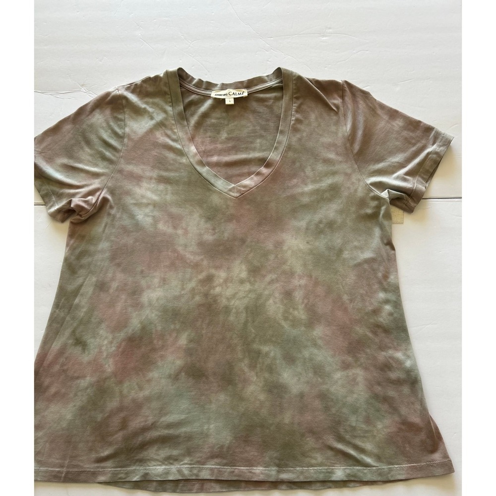 Johnny Was Calme Tie Dye V-Neck T-Shirt Olive Mauve Olive
Womens Large